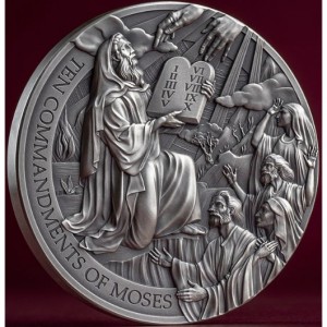 Реверс монеты Камерун, 2000 франков, 2024, Библейские истории - 10 заповедей Моисея