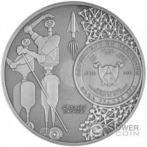 Аверс монеты Камерун, 2000 франков, 2024, Станислав Лем, Мастер научной фантастики - Непобедимый