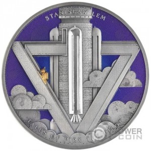 Реверс монеты Камерун, 2000 франков, 2024, Станислав Лем, мастер научной фантастики - "Рассказы о пилоте Пирксе"