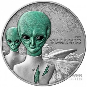 Реверс монеты Камерун, 2000 франков, 2024, Межзвездные явления - Розуэлльский инцидент