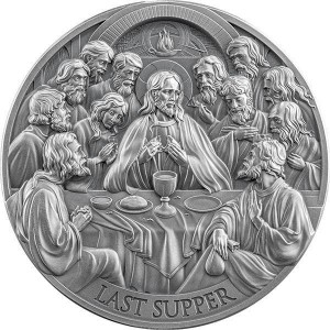 Реверс монеты Камерун, 2000 франков, 2025, Библейские истории - Тайная вечеря