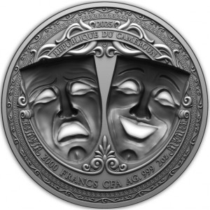 Аверс монеты Камерун, 2000 франков, 2025, Комедия и трагедия