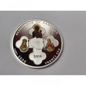 Аверс монеты Камерун, 2500 франков, 2016, Польское христианство — Всемирный день молодёжи, Краков, 2016