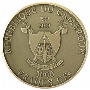 Аверс монеты Камерун, 3000 франков, 2019, Горгона Медуза