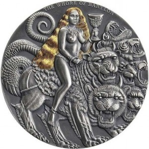 Реверс монеты Камерун, 3000 франков, 2022, Апокалипсис - Вавилонская блудница