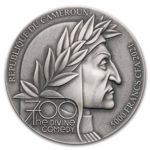 Аверс монеты Камерун, 5000 франков, 2021, Данте Алигьери - Рай