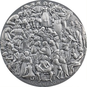 Реверс монеты Камерун, 5000 франков, 2023, Шедевры итальянской литературы - Декамерон