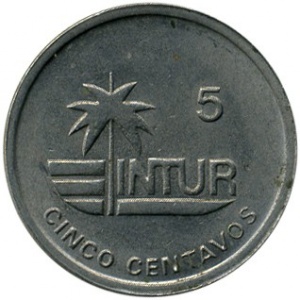Реверс монеты Куба, 5 сентаво, 1989