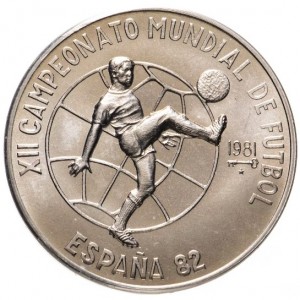 Реверс монеты Куба, 1 песо, 1981, Чемпионат мира по футболу 1982, Испания