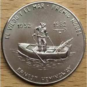 Реверс монеты Куба, 1 песо, 1982, Эрнест Хэмингуэй - Старик и море