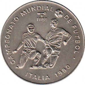 Реверс монеты Куба, 1 песо, 1988, Чемпионат мира по футболу 1990, Италия