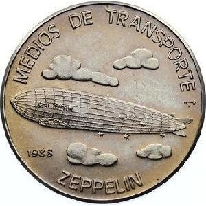 Реверс монеты Куба, 1 песо, 1988, Транспортные средства - Цеппелин /медно-никелевый сплав/
