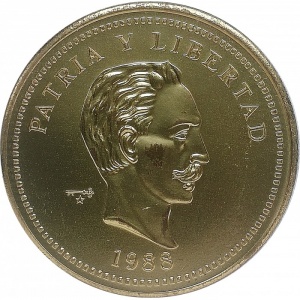 Реверс монеты Куба, 1 песо, 1988, Хосе Марти /Patria y Libertad/