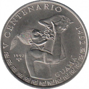 Реверс монеты Куба, 1 песо, 1992, 500 лет открытию Америки - Гуама