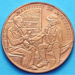 Реверс монеты Куба, 1 песо, 1994, 100 лет Манифесту Монтекристи