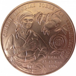 Реверс монеты Куба, 1 песо, 1996, ФАО - Международная конференция в Риме