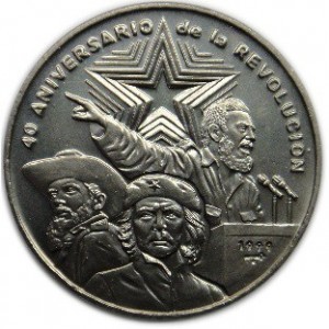 Реверс монеты Куба, 1 песо, 1999, 40 лет Революции