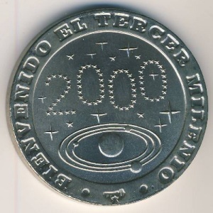 Реверс монеты Куба, 1 песо, 2000, Новое тысячелетие - Космос