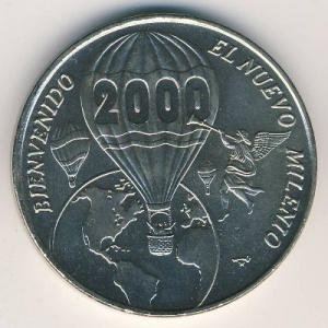 Реверс монеты Куба, 1 песо, 2000, Новое тысячелетие - Аэростат