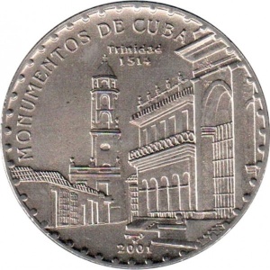 Реверс монеты Куба, 1 песо, 2001, Монументы Кубы - Церковь Святой Троицы, Тринидад