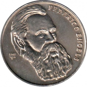 Реверс монеты Куба, 1 песо, 2002, Вожди мирового пролетариата - Фридрих Энгельс