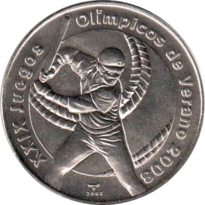 Реверс монеты Куба, 1 песо, 2006, XXIX летние Олимпийские Игры, Пекин 2008 - Бейсбол