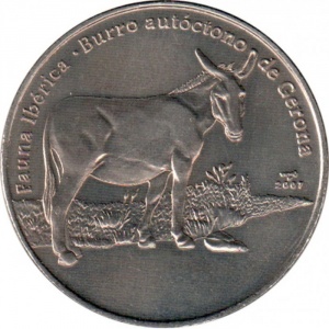 Реверс монеты Куба, 1 песо, 2007, Иберийская фауна - Каталонский осёл
