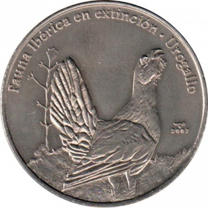 Реверс монеты Куба, 1 песо, 2007, Иберийская фауна - Глухарь