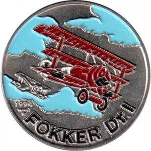 Реверс монеты Куба, 1 песо, 1994, Известные самолёты - Fokker Dr.I