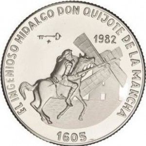Реверс монеты Куба, 5 песо, 1982, Мигель Сервантес - Дон Кихот