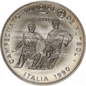 Реверс монеты Куба, 5 песо, 1988, Чемпионат мира по футболу 1990, Италия