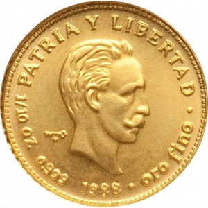 Реверс монеты Куба, 10 песо, 1988-1990, Хосе Марти /Patria y Libertad/
