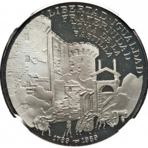 Реверс монеты Куба, 10 песо, 1989, 200 лет Великой французской революции - Бастилия