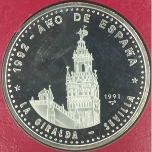 Реверс монеты Куба, 10 песо, 1991, Год Испании - Хиральда