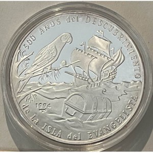 Реверс монеты Куба, 10 песо, 1994, 500 лет открытию острова Эвангелиста