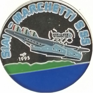Реверс монеты Куба, 10 песо, 1995, Известные самолёты - Savoia-Marchetti S.55