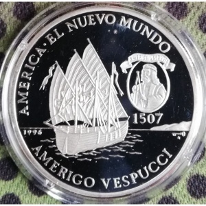 Реверс монеты Куба, 10 песо, 1996, Америго Веспуччи