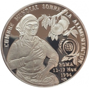 Реверс монеты Куба, 10 песо, 1996, ФАО - Международная конференция в Риме