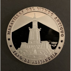 Реверс монеты Куба, 10 песо, 1997, Семь чудес света - Александрийский маяк