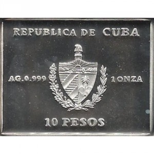 Аверс монеты Куба, 10 песо, 1998, Гаванский пазл - Фрегат Окендо
