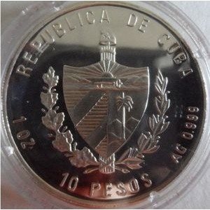 Аверс монеты Куба, 10 песо, 1999, 40 лет Революции