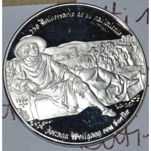 Реверс монеты Куба, 10 песо, 1999, 250 лет с рождения Иоганна Вольфганга фон Гёте /Гёте сидит/