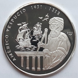 Реверс монеты Куба, 10 песо, 2002, Америго Веспуччи