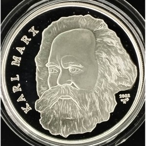 Реверс монеты Куба, 10 песо, 2002, Вожди мирового пролетариата - Карл Маркс