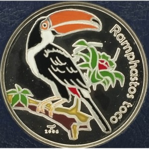 Реверс монеты Куба, 10 песо, 2006, Большой тукан (Ramphastos toco)