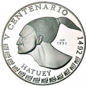 Реверс монеты Куба, 30 песо, 1991, 500 лет открытию Америки - Атуэй