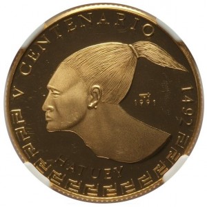 Реверс монеты Куба, 50 песо, 1991, 500 лет открытию Америки - Атуэй