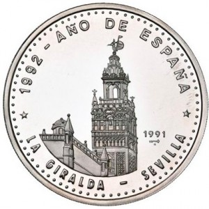 Реверс монеты Куба, 50 песо, 1991, Год Испании - Хиральда