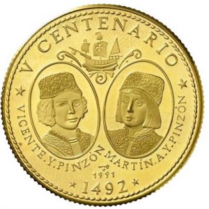 Реверс монеты Куба, 50 песо, 1991, 500 лет открытию Америки - Братья Пинзоны