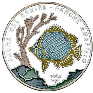 Реверс монеты Куба, 50 песо, 1996, Карибская фауна - Жёлтый окунь